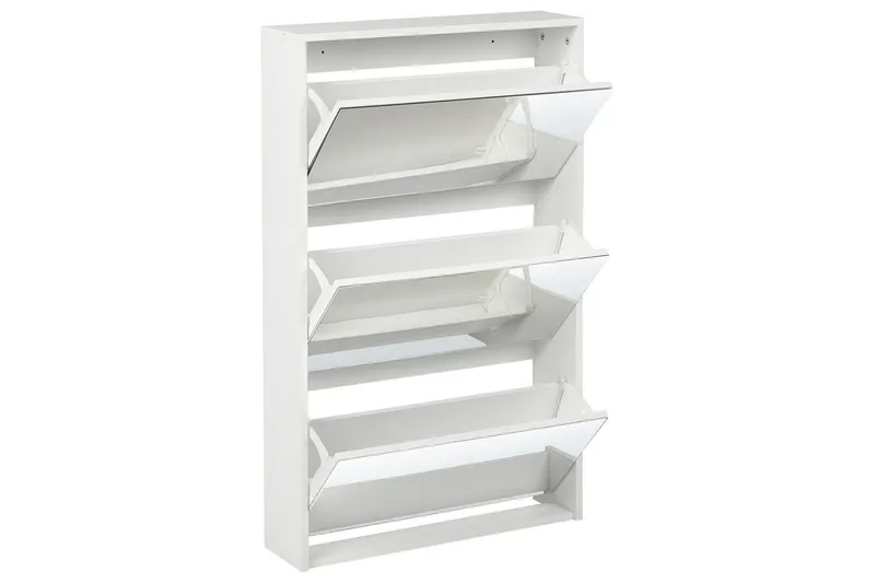 Skoskab Midfield Hvid, Sølv, 63x17x103 cm - Hvid, Sølv, 63x17x103 cm - Opbevaring - Skoopbevaring