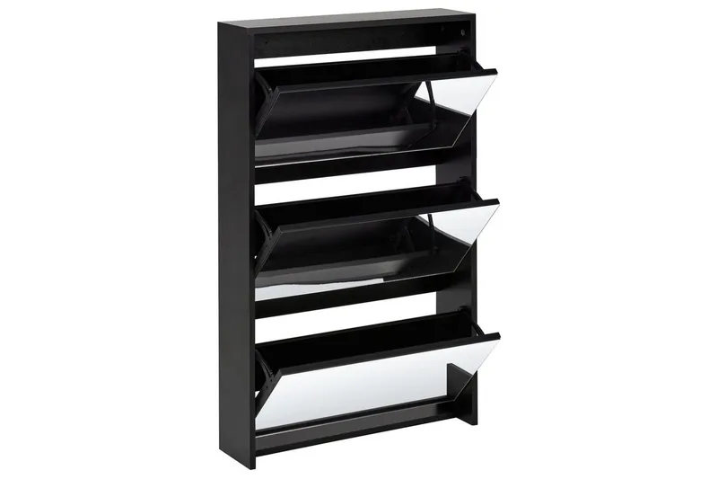 Skoskab Midfield Sort, Sølv, 63x17x103 cm - Sort, Sølv, 63x17x103 cm - Opbevaring - Skoopbevaring - Skoskab