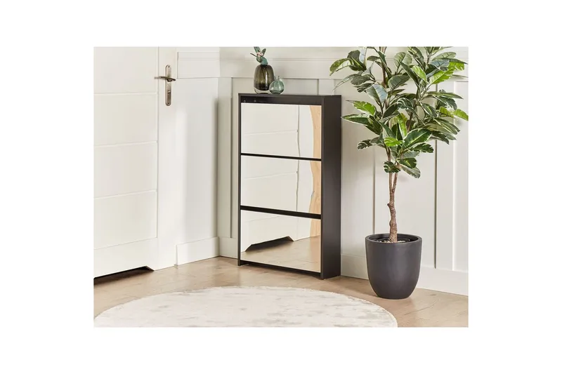 Skoskab Midfield Sort, Sølv, 63x17x103 cm - Sort, Sølv, 63x17x103 cm - Opbevaring - Skoopbevaring - Skoskab