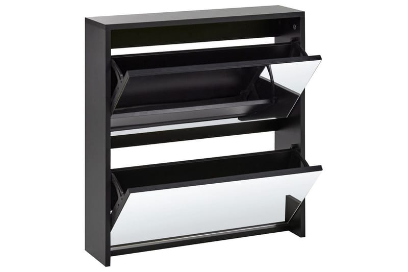 Skoskab Midfield Sort, Sølv, 63x17x67 cm - Sort, Sølv, 63x17x67 cm - Opbevaring - Skoopbevaring