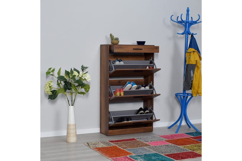 Skoskab Skoskab 75x128 cm Valnöt - Opbevaring - Skoopbevaring - Skoskab