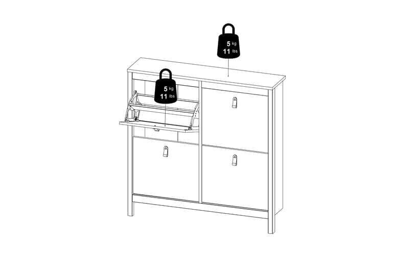 Vallvidera Skoskab 25x102 cm - Hvid/Natur - Opbevaring - Skoopbevaring - Skoskab