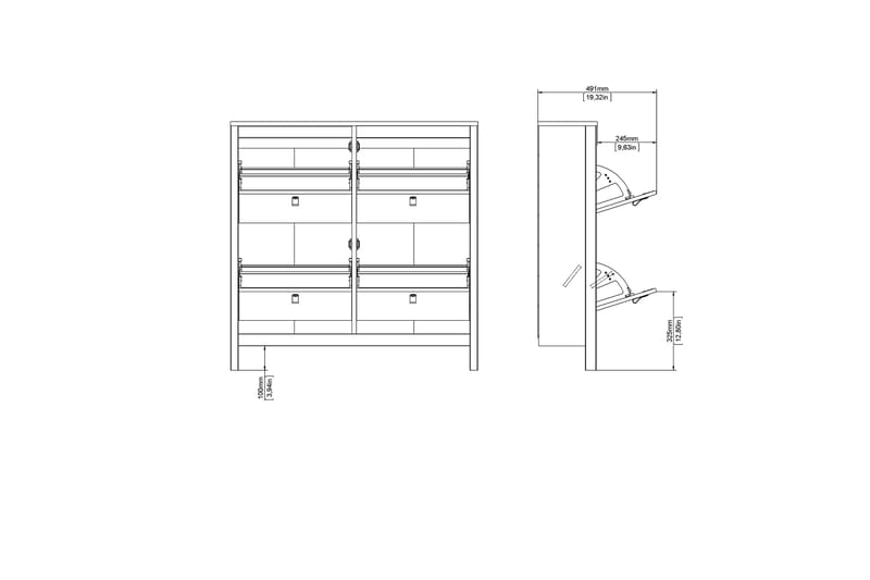 Vallvidera Skoskab 25x102 cm - Hvid/Natur - Opbevaring - Skoopbevaring - Skoskab