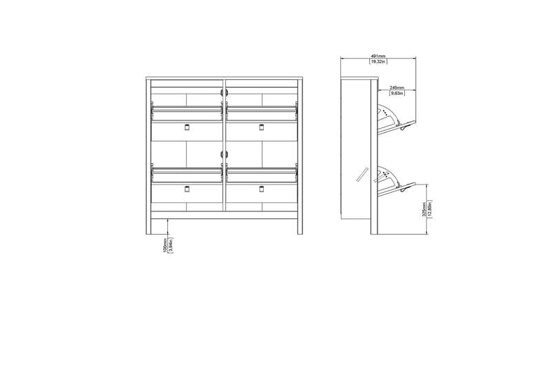 Vallvidera Skoskab 25x102 cm - Hvid/Natur - Opbevaring - Skoopbevaring - Skoskab