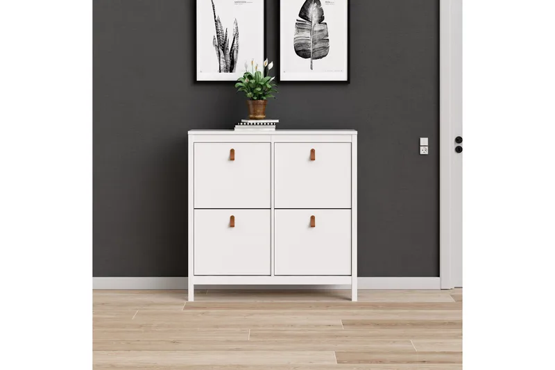 Vallvidera Skoskab 25x102 cm - Hvid/Natur - Opbevaring - Skoopbevaring - Skoskab