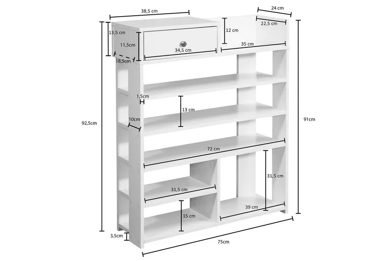 Skoskab Wohnling Folieret spånplade åbent stativ 1 skuffe - Opbevaring - Skoopbevaring