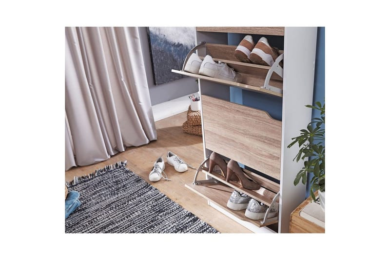 Skoskab Wohnling Folieret Spånplade 4 Udtræksrum til 24 Par - Opbevaring - Skoopbevaring - Skoskab