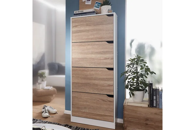 Skoskab Wohnling Folieret Spånplade 4 Udtræksrum til 24 Par - Opbevaring - Skoopbevaring - Skoskab