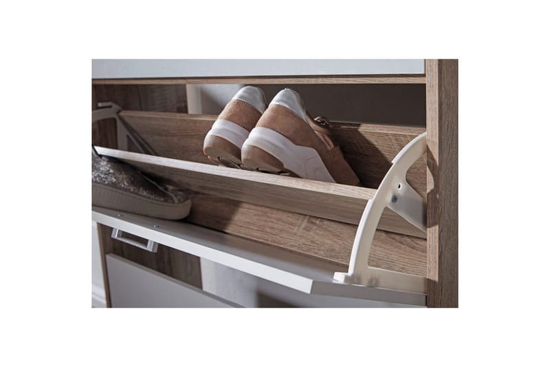 Skoskab Wohnling Folieret spånplade med opbevaring på hylde 2 vippecontainers 1 skuffe - Opbevaring - Skoopbevaring - Skoskab