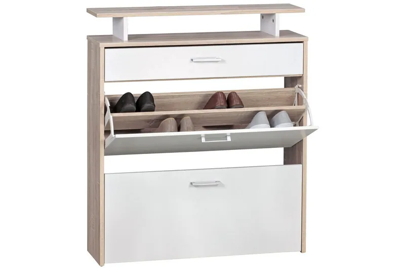 Skoskab Wohnling Folieret spånplade med opbevaring på hylde 2 vippecontainers 1 skuffe, undefined