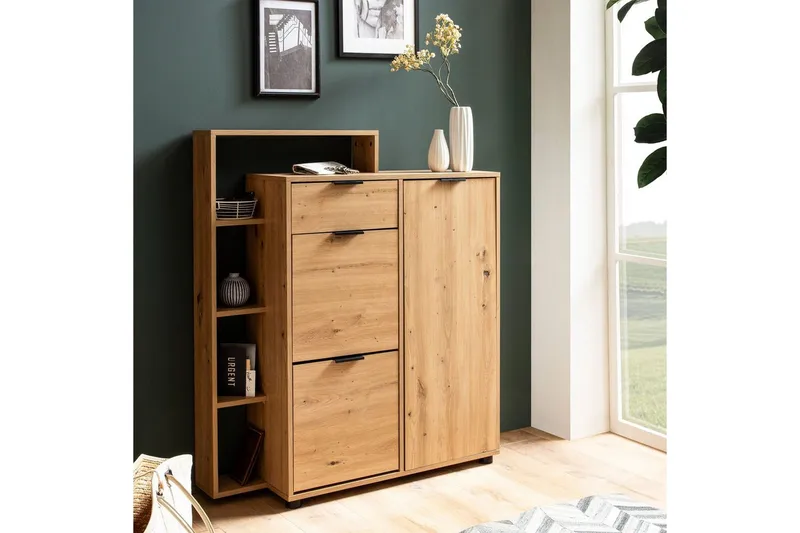 Skoskab Wohnling Massa 2 Udtræksskabe til 12 Par Folieret Spånplade med 1 Dørhylde - Opbevaring - Skoopbevaring - Skoskab