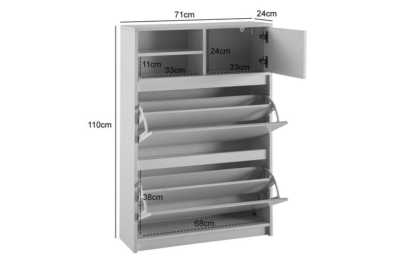 Skoskab Wohnling med 2 vippe-rum 1 dør melaminbelagt mdf moderne - Opbevaring - Skoopbevaring - Skoskab