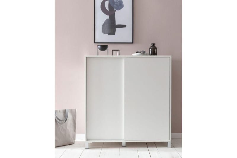 Skoskab Wohnling melaminbelagt MDF, skydedøre, til 20 par Hvid - Hvid - Opbevaring - Skoopbevaring - Skoskab