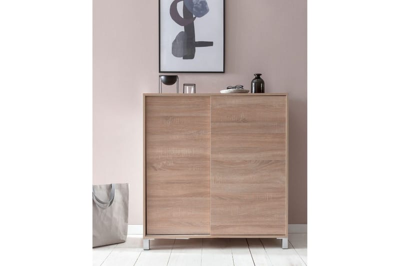 Skoskab Wohnling melaminbelagt MDF, skydedøre, til 20 par Sonoma - Sonoma - Opbevaring - Skoopbevaring - Skoskab