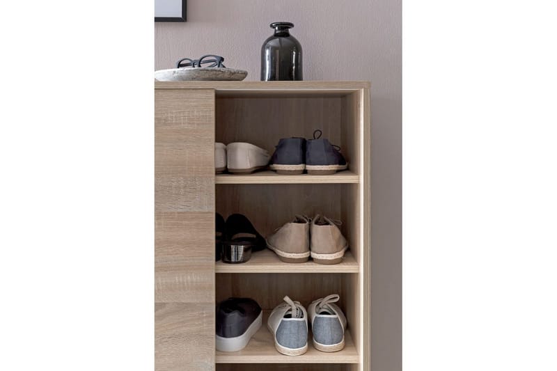 Skoskab Wohnling melaminbelagt MDF, skydedøre, til 20 par Sonoma - Sonoma - Opbevaring - Skoopbevaring - Skoskab
