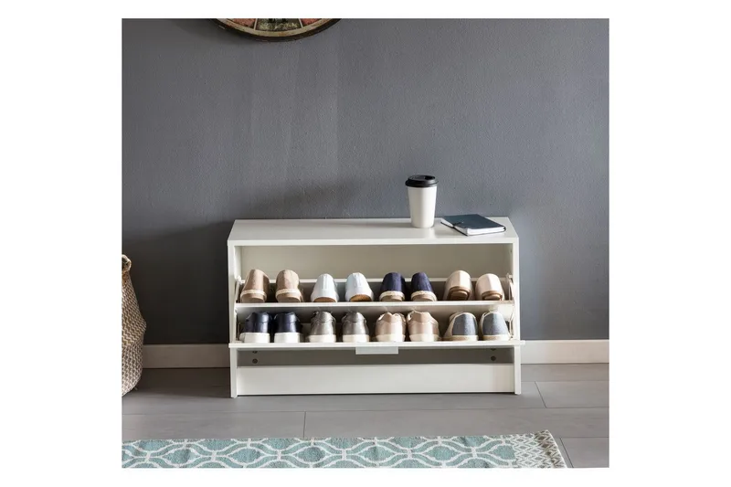 Skoskab Wohnling SPLIT med udtrækkelige rum, folieret spånplade Hvid - Hvid - Opbevaring - Skoopbevaring - Skoskab