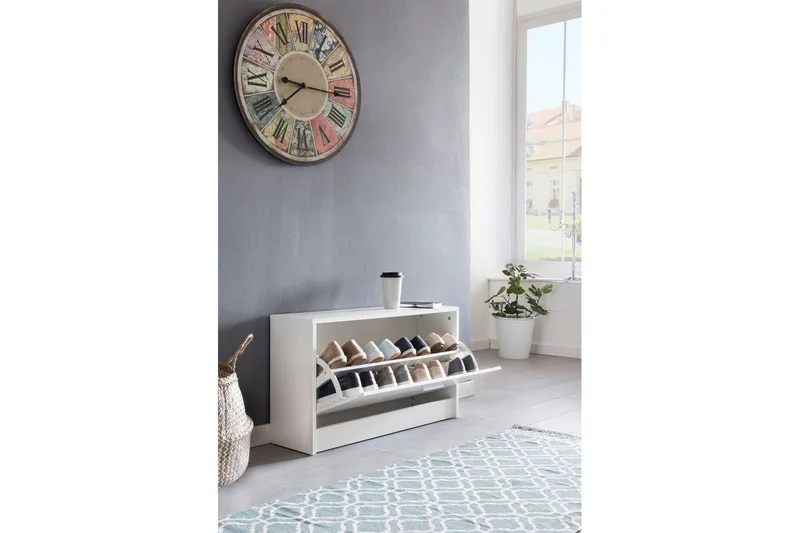 Skoskab Wohnling SPLIT med udtrækkelige rum, folieret spånplade Hvid - Hvid - Opbevaring - Skoopbevaring - Skoskab