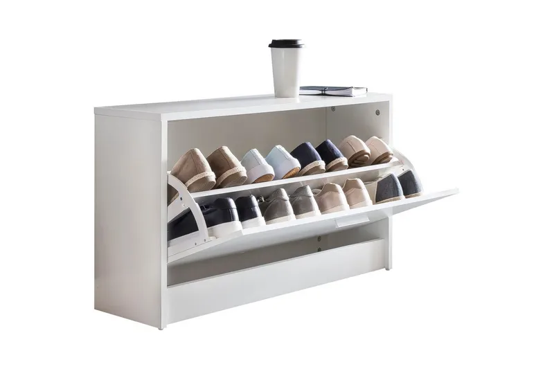 Skoskab Wohnling SPLIT med udtrækkelige rum, folieret spånplade Hvid, Hvid