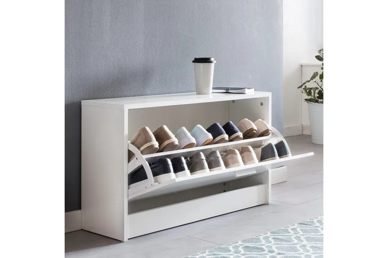 Skoskab Wohnling SPLIT med udtrækkelige rum, folieret spånplade Hvid - Hvid - Opbevaring - Skoopbevaring - Skoskab