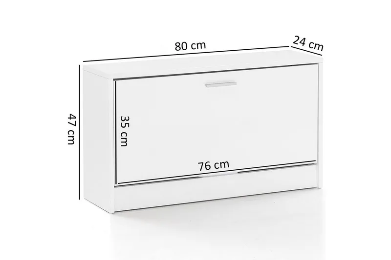Skoskab Wohnling SPLIT med udtrækkelige rum, folieret spånplade Hvid - Hvid - Opbevaring - Skoopbevaring - Skoskab