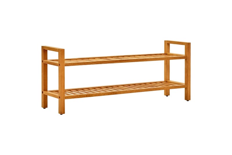 skostativ med 2 hylder 100x27x40 cm massivt egetræ - Brun - Opbevaring - Skoopbevaring