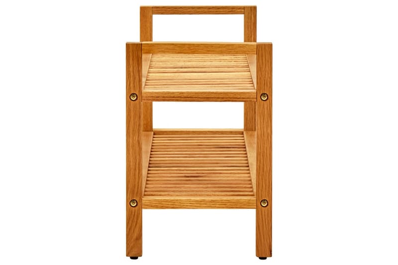 skostativ med 2 hylder 100x27x40 cm massivt egetræ - Brun - Opbevaring - Skoopbevaring