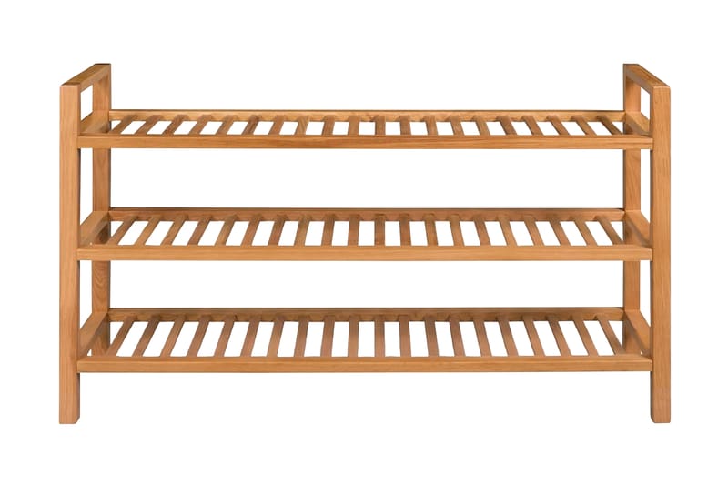 Skostativ Med 3 Hylder 100 X 27 X 59,5 Cm Massivt Egetræ - Brun - Opbevaring - Skoopbevaring