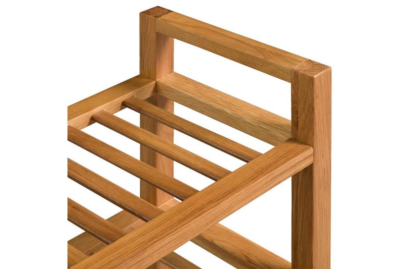 Skostativ Med 3 Hylder 100 X 27 X 59,5 Cm Massivt Egetræ - Brun - Opbevaring - Skoopbevaring