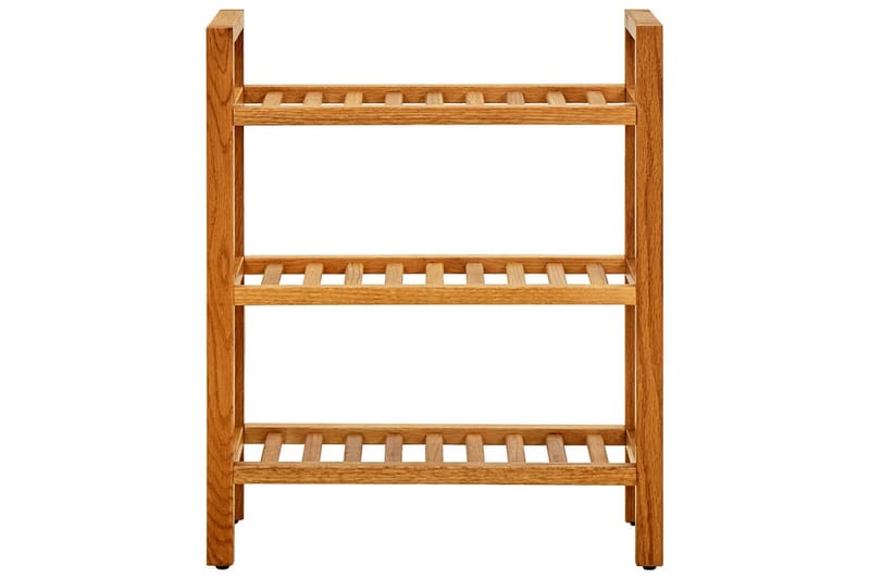 skostativ med 3 hylder 50x27x60 cm massivt egetræ - Brun - Opbevaring - Skoopbevaring