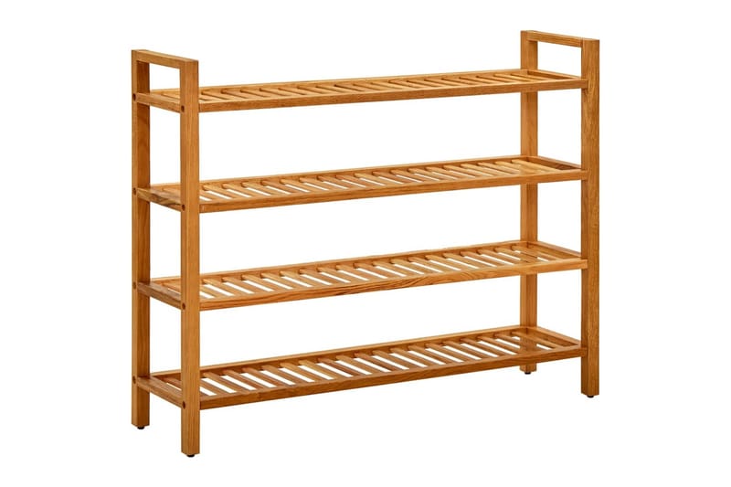 skostativ med 4 hylder 100x27x80 cm massivt egetræ - Brun - Opbevaring - Skoopbevaring