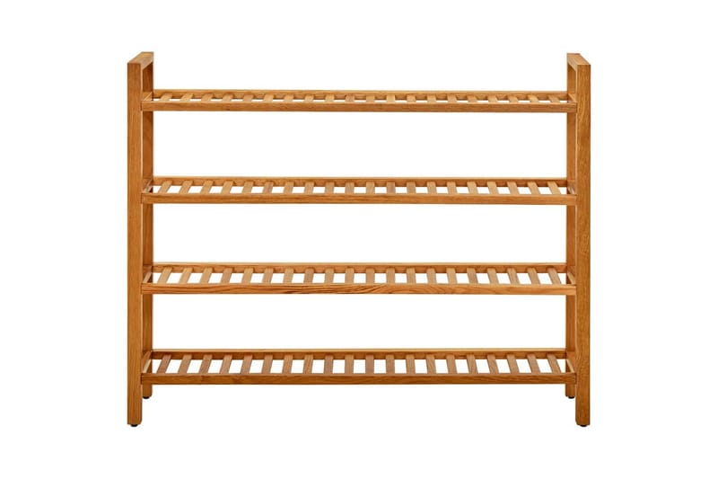 skostativ med 4 hylder 100x27x80 cm massivt egetræ - Brun - Opbevaring - Skoopbevaring