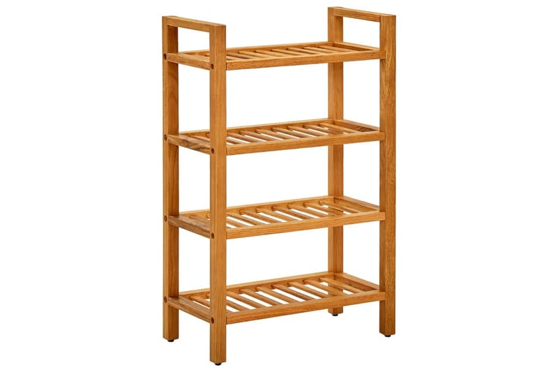 skostativ med 4 hylder 50x27x80 cm massivt egetræ - Brun - Opbevaring - Skoopbevaring