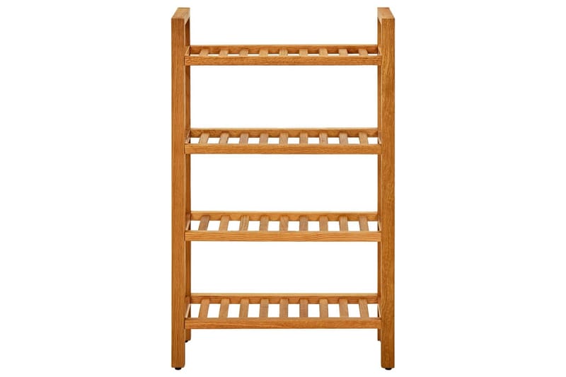 skostativ med 4 hylder 50x27x80 cm massivt egetræ - Brun - Opbevaring - Skoopbevaring