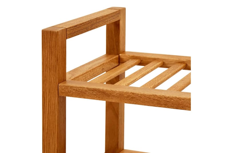 skostativ med 5 hylder 100x27x100 cm massivt egetræ - Brun - Opbevaring - Skoopbevaring