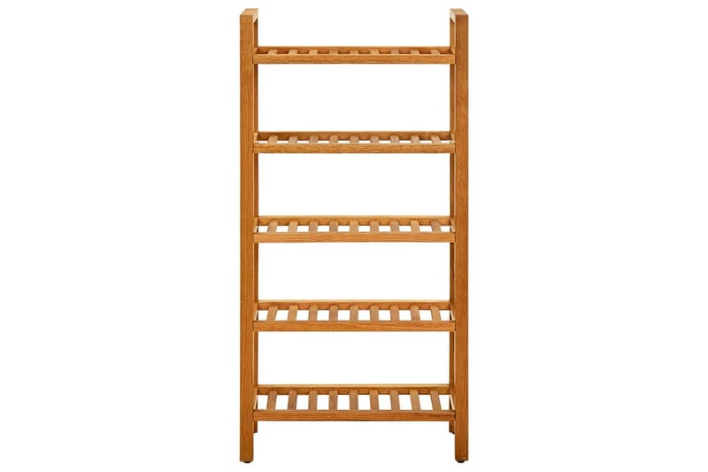skostativ med 5 hylder 50x27x100 cm massivt egetræ - Brun - Opbevaring - Skoopbevaring