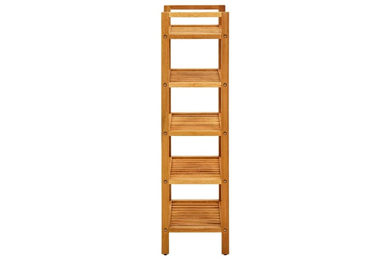 skostativ med 5 hylder 50x27x100 cm massivt egetræ - Brun - Opbevaring - Skoopbevaring