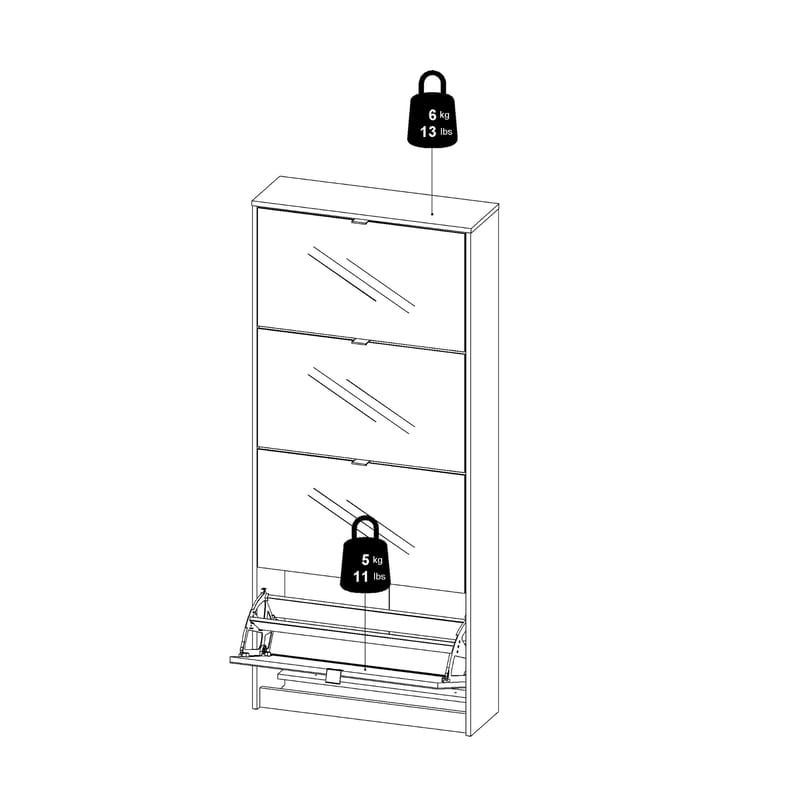 Tenor Skoskab 4 rum 70x24x162 cm - Opbevaring - Skoopbevaring - Skoskab