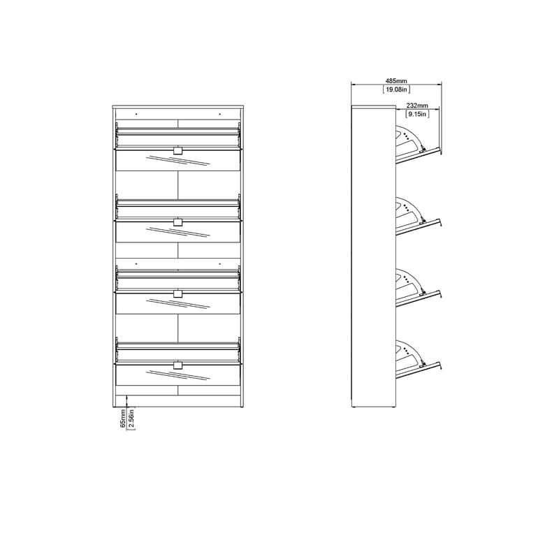 Tenor Skoskab 4 rum 70x24x162 cm - Opbevaring - Skoopbevaring - Skoskab