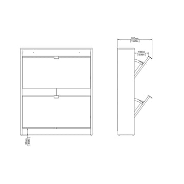 Tenor Skoskab med 2 rum 70x16x85 cm - Opbevaring - Skoopbevaring