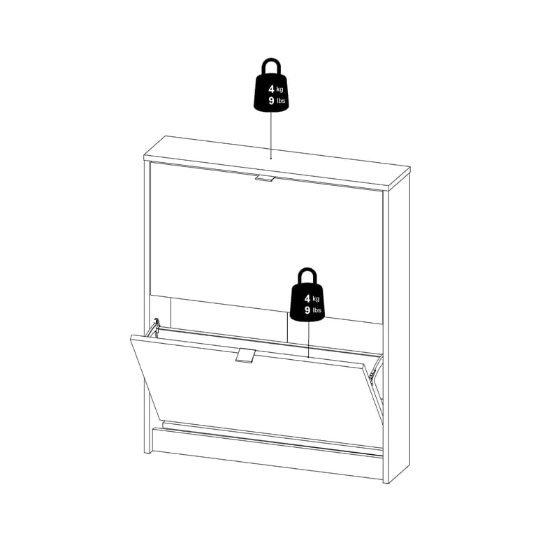Tenor Skoskab med 2 rum 70x16x85 cm - Opbevaring - Skoopbevaring