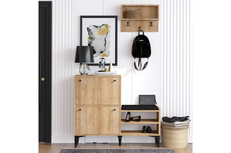 Tervate Skoskab 110x35 cm - Natur - Opbevaring - Skoopbevaring - Skoskab