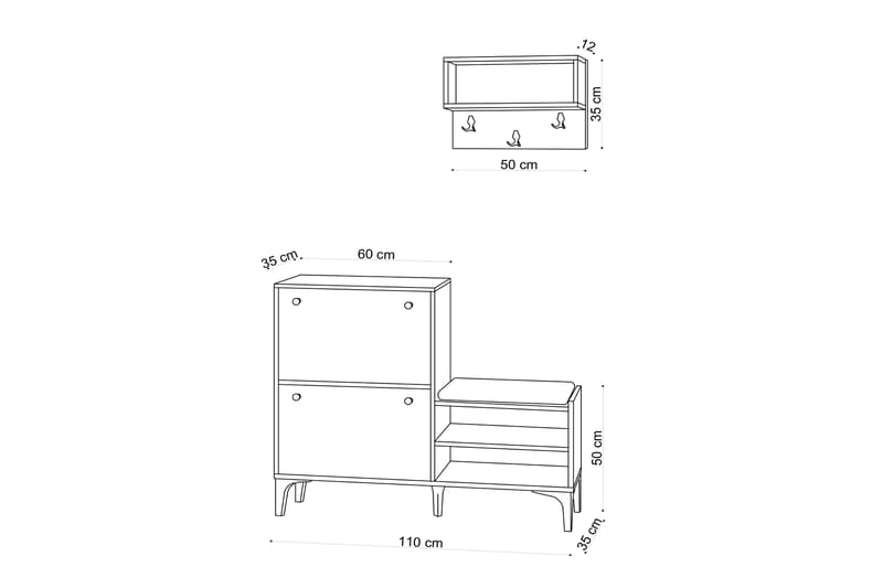 Tervate Skoskab 110x35 cm - Natur - Opbevaring - Skoopbevaring - Skoskab