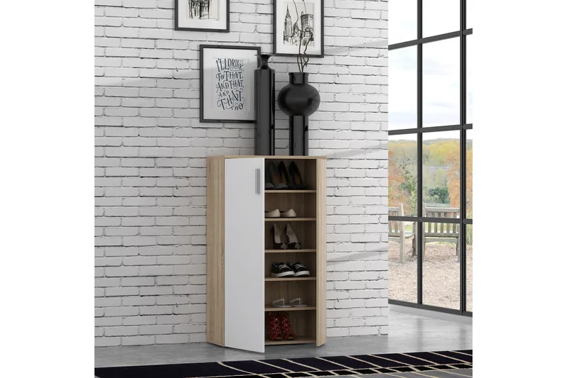 Ticketwood Skoskab 69 cm - Hvid/Brun - Opbevaring - Skoopbevaring - Skoskab