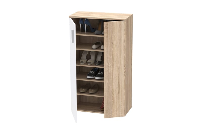 Ticketwood Skoskab 69 cm - Hvid/Brun - Opbevaring - Skoopbevaring