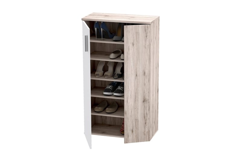 Ticketwood Skoskab 69 cm - Hvid/Brun - Opbevaring - Skoopbevaring