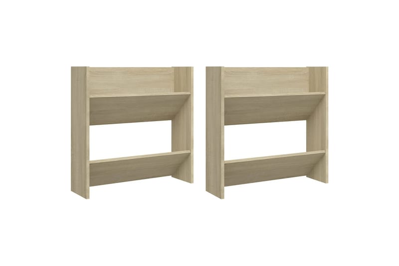 væghængt skoskab 2 stk. 60x18x60 cm spånplade sonoma-eg - Brun - Opbevaring - Skoopbevaring