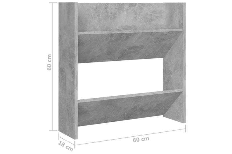væghængt skoskab 60x18x60 cm spånplade betongrå - Grå - Opbevaring - Skoopbevaring