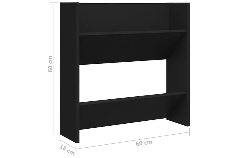væghængt skoskab 60x18x60 cm spånplade sort - Sort - Opbevaring - Skoopbevaring