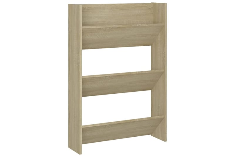væghængt skoskab 60x18x90 cm spånplade sonoma-eg - Brun - Opbevaring - Skoopbevaring