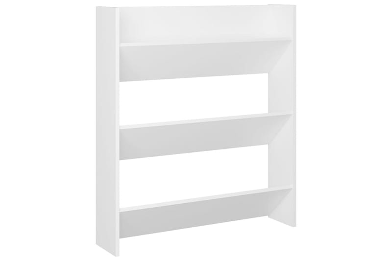 væghængt skoskab 80x18x90 cm spånplade hvid - Hvid - Opbevaring - Skoopbevaring